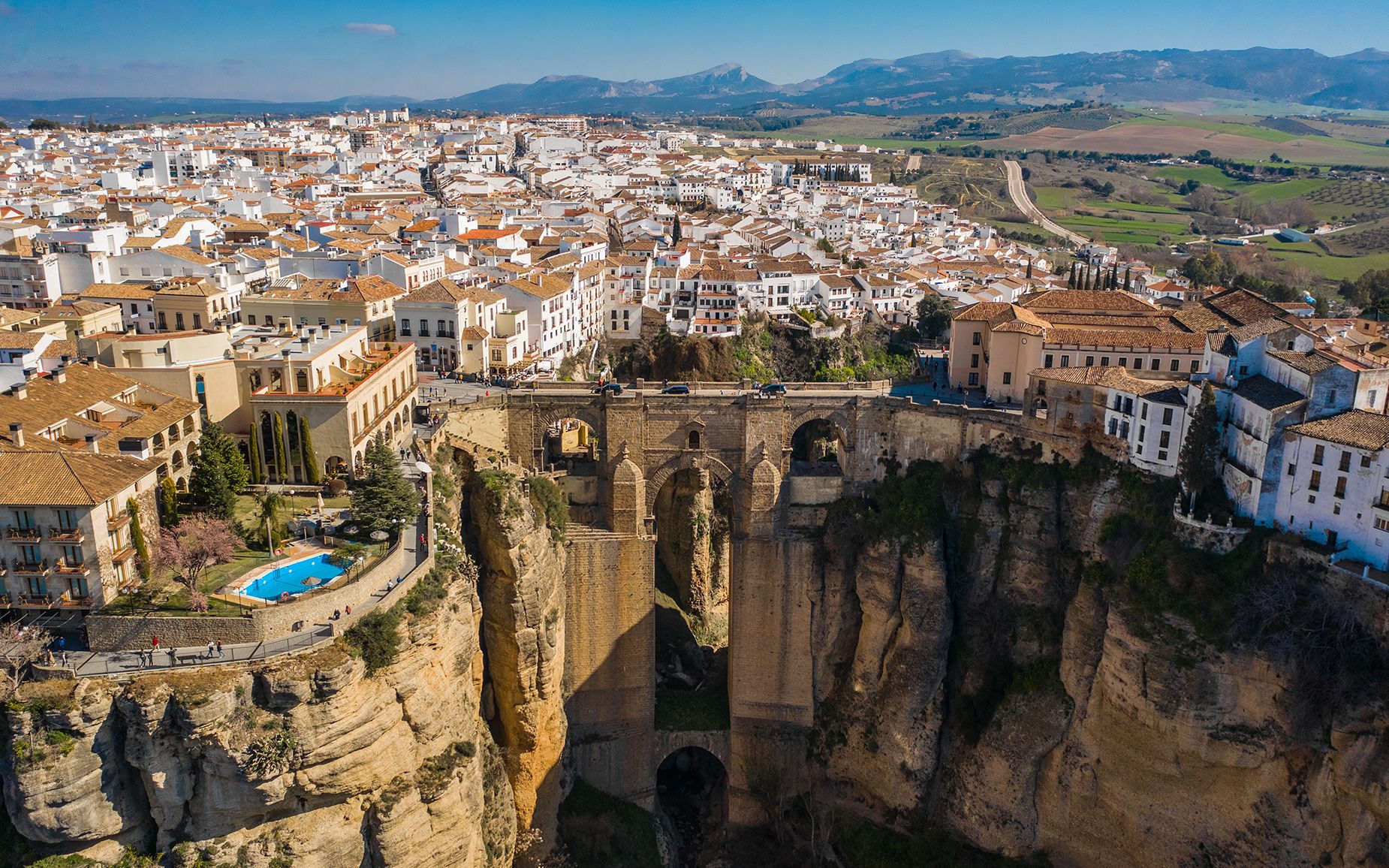 Aerial view of Puente Nuevo in Ronda