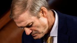 Rep. Jim Jordan after he failed in the first round of voting in his bid to become the new Speaker of the House on the floor of the House of Representatives at the US Capitol in Washington, DC, on Tuesday.