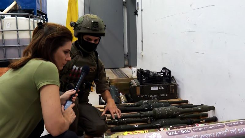 CNN tours Israeli military base filled with seized Hamas weapons
