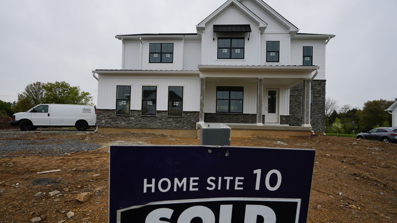 A home under construction at a development in Eagleville, Pa., is shown on Friday, April 28, 2023.