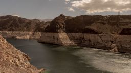 Lake Mead upstream from the Hoover Dam in April 2023.