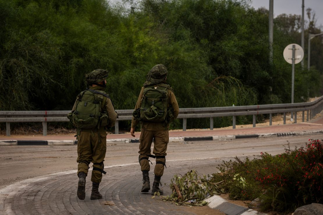 Israeli forces patrol areas along the Israeli-Gaza border. 
