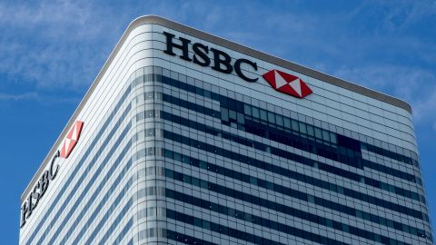 HSBC building at Canada Square, at the heart of Canary Wharf financial district in London