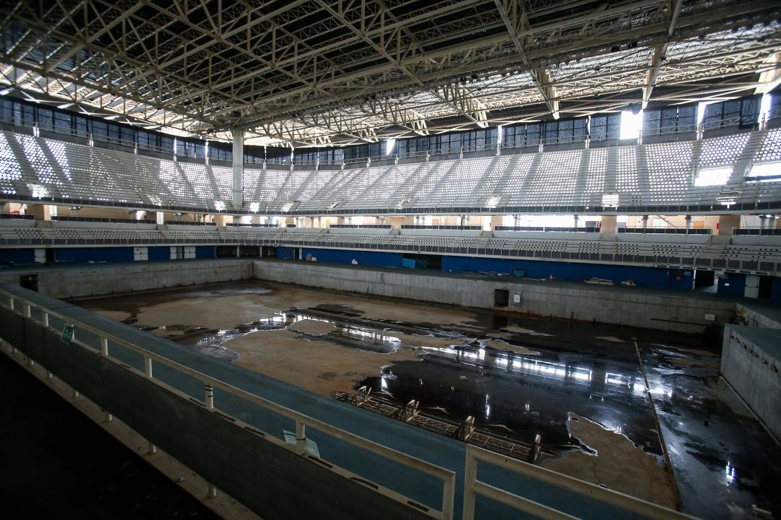 RIO DE JANEIRO, BRAZIL - MAY 20: A view from the mostly abandoned Olympic Aquatics stadium at the Olympic Park on May 20, 2017 in Rio de Janeiro, Brazil. In the nine months after the Olympic games, very few events have been organised in the Olympic Park venues. The Olympic Aquatics stadium was to be dismantled, but it continues abandoned with no obvious signs of dismantlement. In addition, numerous areas of standing water can be found inside and outside the venue in the former official and training pools, making them dengue and zika risk areas. (Photo by Buda Mendes/Getty Images)