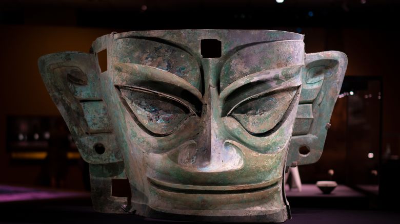 'Mask', bronze, at the Hong Kong Palace Museum in Hong Kong, China on September 26, 2023.