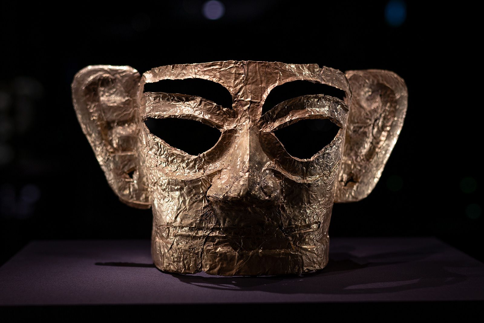 'Mask', gold, at the Hong Kong Palace Museum in Hong Kong, China on September 26, 2023.