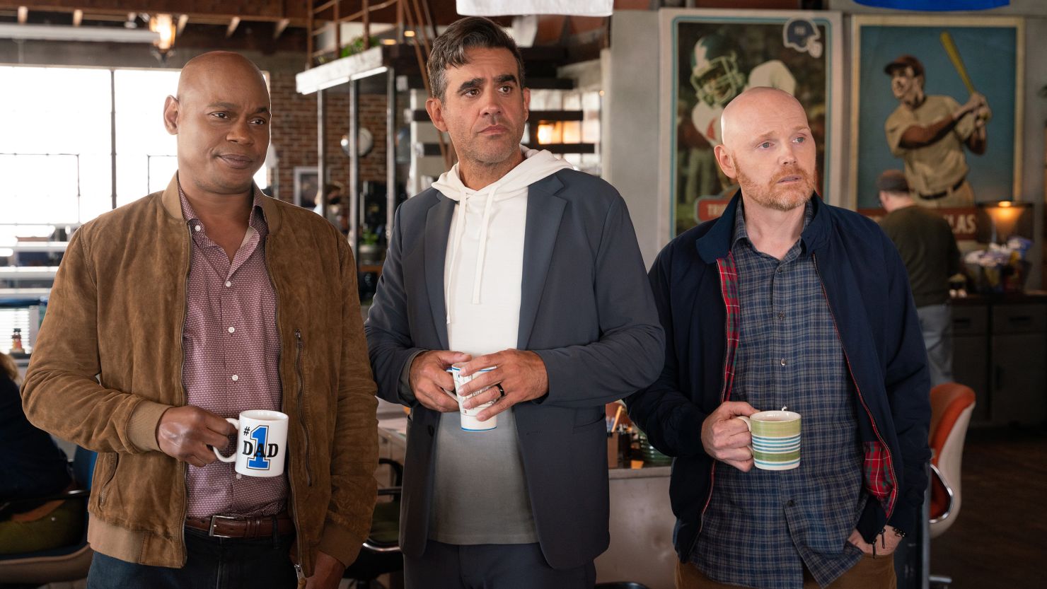 Bokeem Woodbine, Bobby Cannavale and Bill Burr in "Old Dads," which brings Burr's stand-up act to the screen.