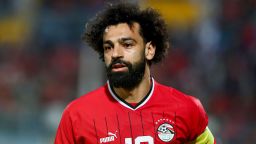 Mohamed Salah Reacts during the Africa Cup of Nations Qualifiers football match between Egypt and Malawi at the 30 June Stadium on March 24, 2023 in Cairo, Egypt.j (Photo by Ahmed Awaad/NurPhoto via Getty Images)