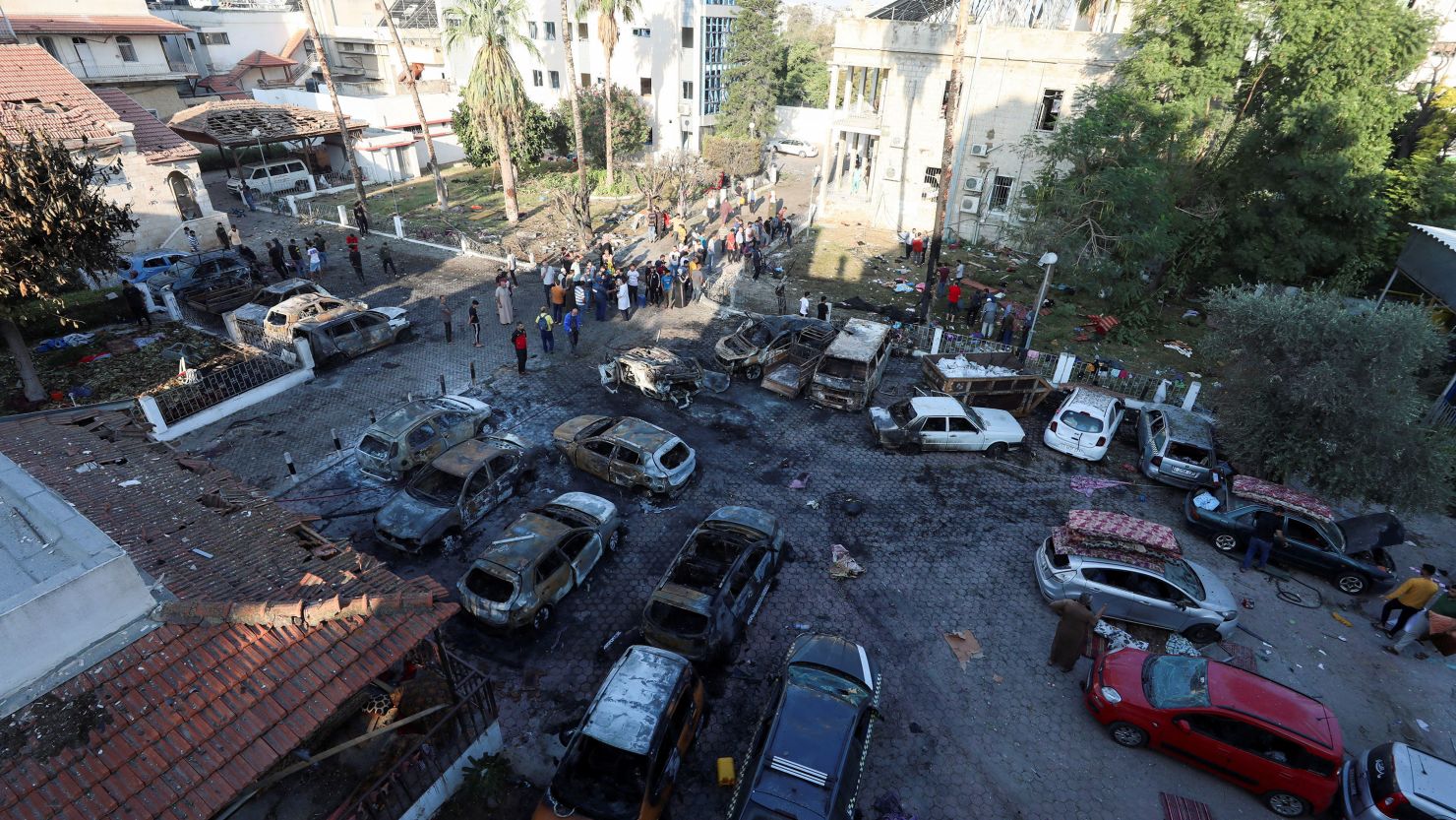 The aftermath of the deadly blast that struck the Al-Ahli Baptist Hospital complex in Gaza City on October 17.