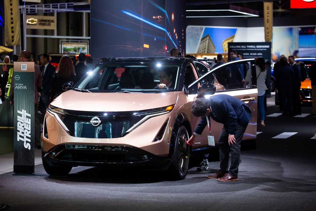 A Nissan Ariya electric SUV during the 2022 New York International Auto Show.