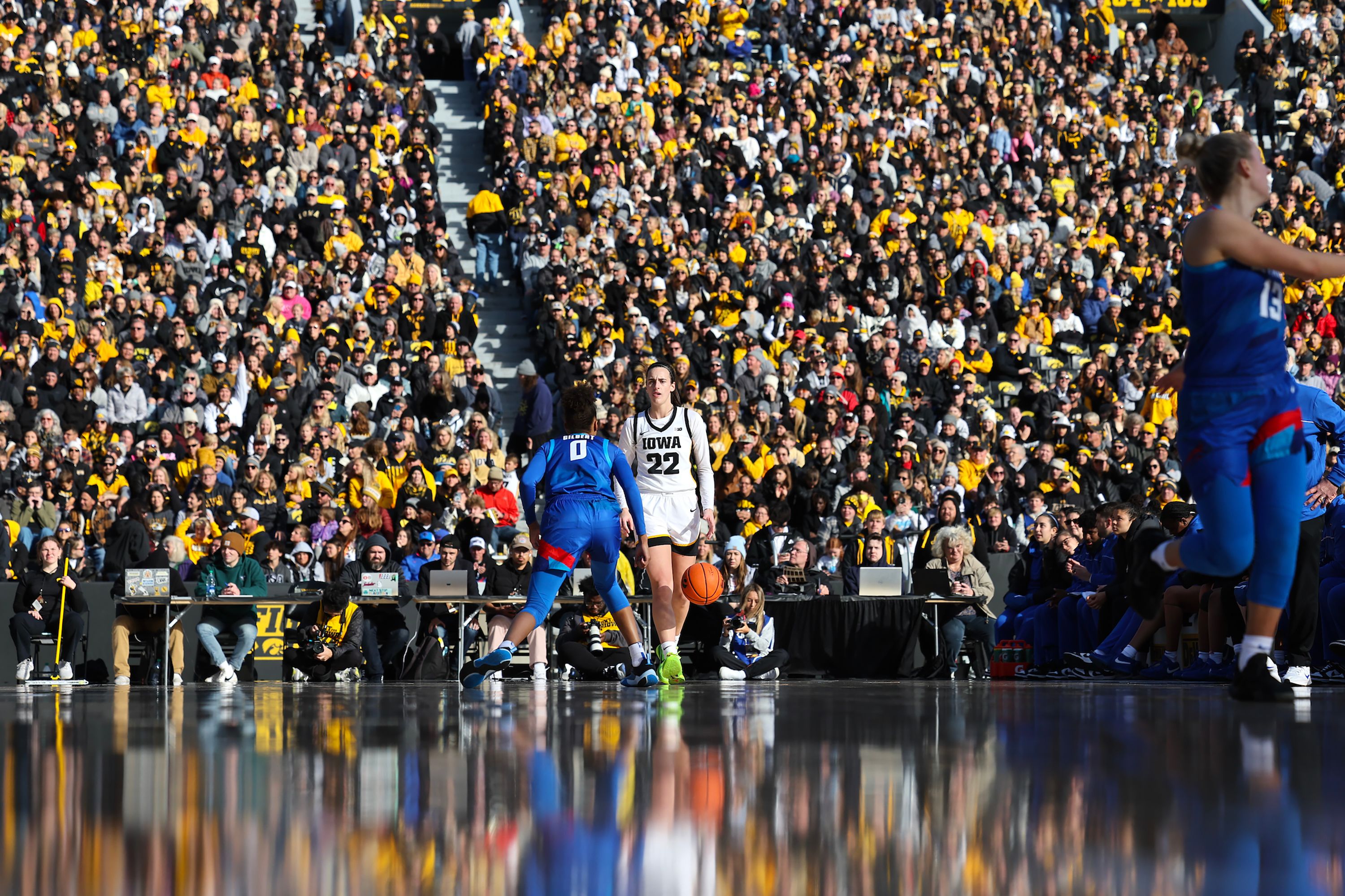 Iowa Hawkeyes guard Caitlin Clark in an exhibition game.