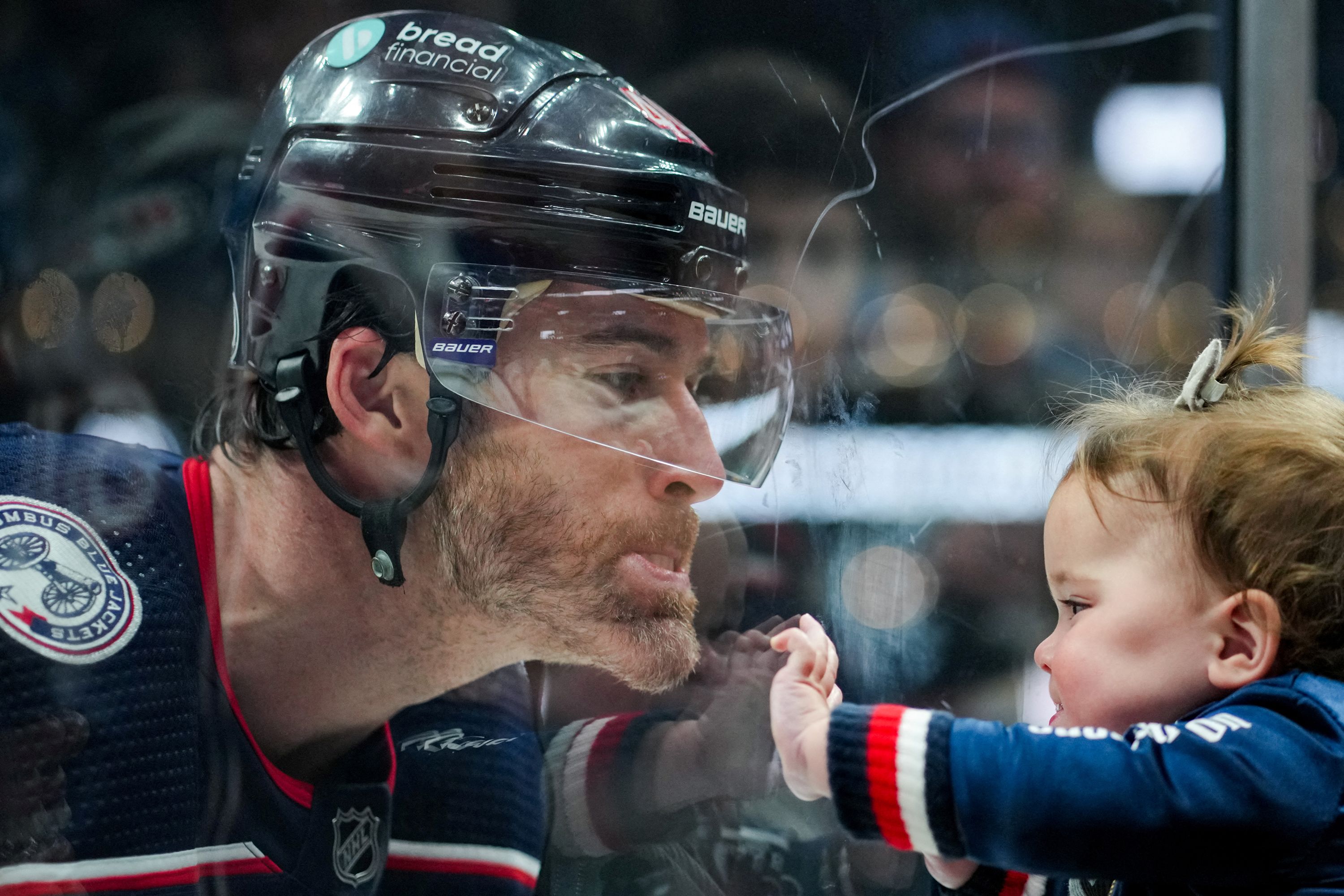 Columbus Blue Jackets defenseman Erik Gudbranson plays before a game against the Philadelphia Flyers.