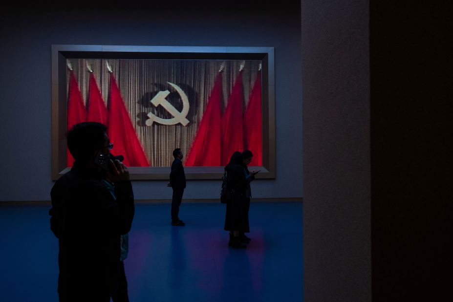 People visit the museum of the Communist Party in Beijing on Thursday, October 19.