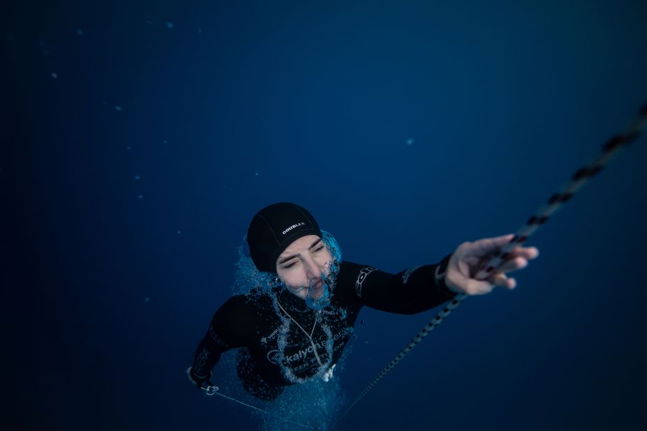 Turkish freediver Sahika Ercumen trains in Hatay, Turkey, on Saturday, October 14.