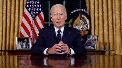 U.S.  President Joe Biden delivers a prime-time address to the nation about his approaches to the conflict between Israel and Hamas, humanitarian assistance in Gaza and continued support for Ukraine in their war with Russia, from the Oval Office of the White House in Washington, U.S. October 19, 2023. REUTERS/Jonathan Ernst/Pool