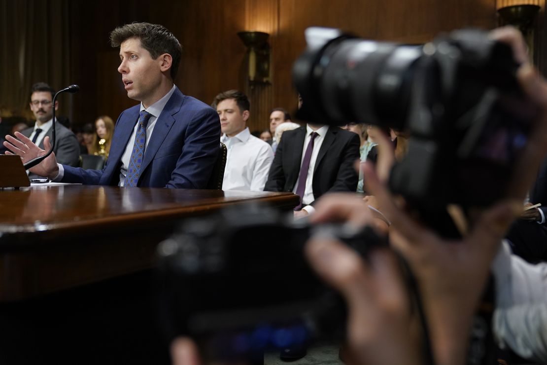 OpenAI CEO Sam Altman speaks before a Senate Judiciary Subcommittee on Privacy, Technology and the Law hearing on artificial intelligence, Tuesday, May 16, 2023, on Capitol Hill in Washington.