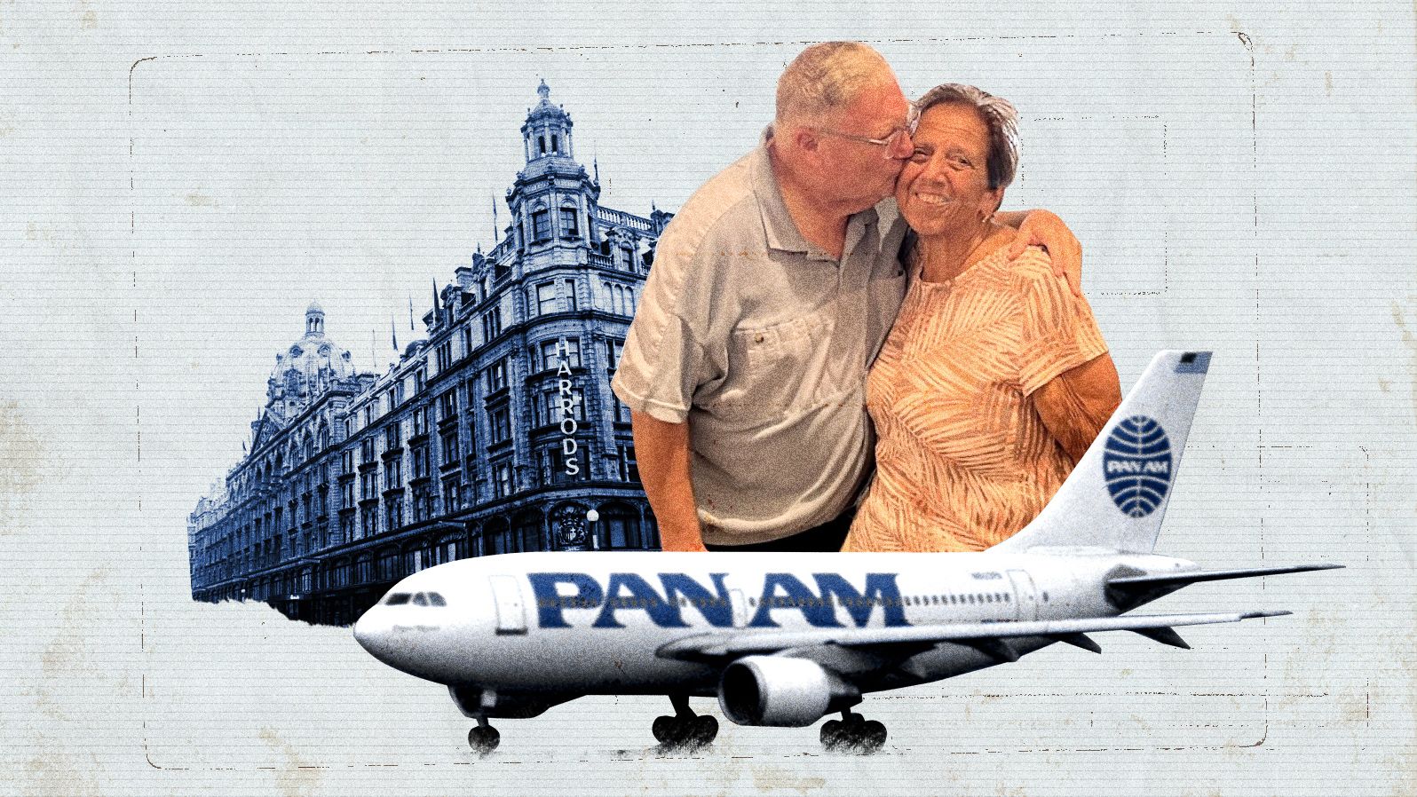 Londoner Dave Burtenshaw and American Angela Renda, who worked for Pan American World Airways, met at Harrods department store in London in 1983. Here's the couple photographed in 2023.