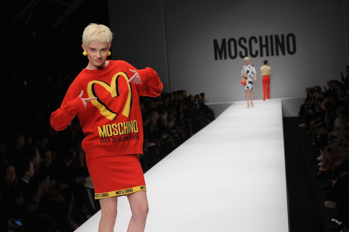 A model walks the runway at the Moschino fashion show at Milan Fashion Week Womenswear Autumn/Winter 2014 on February 20, 2014 in Milan, Italy.