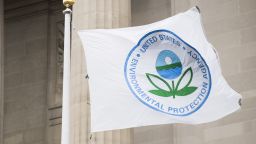 UNITED STATES - JANUARY 1: A flag with the EPA logo flies in front of the Environmental Protection Agency on Tuesday, Jan. 1, 2019. (Photo By Bill Clark/CQ Roll Call)