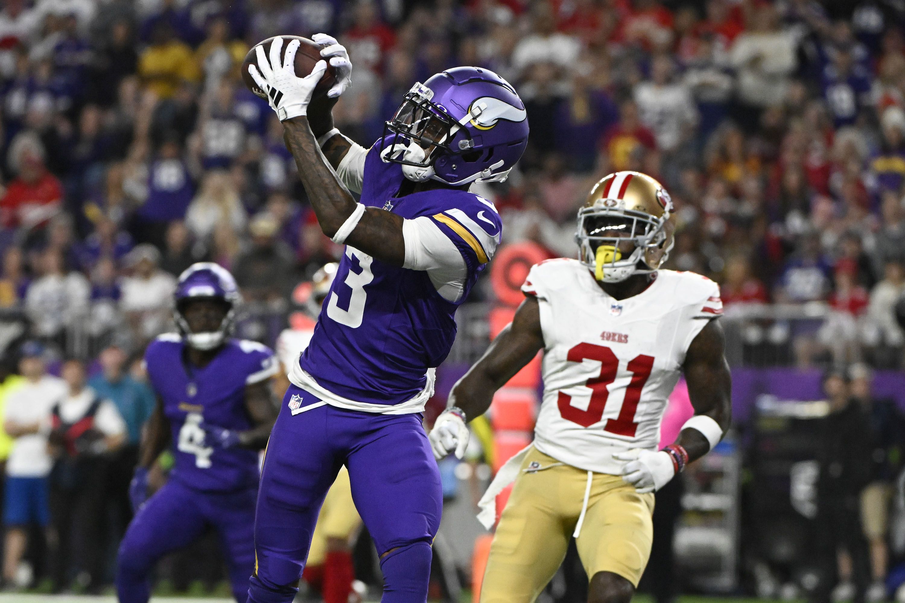 Vikings vs. 49ers: Rookie Jordan Addison has game to remember as Minnesota  hands San Francisco its second straight loss