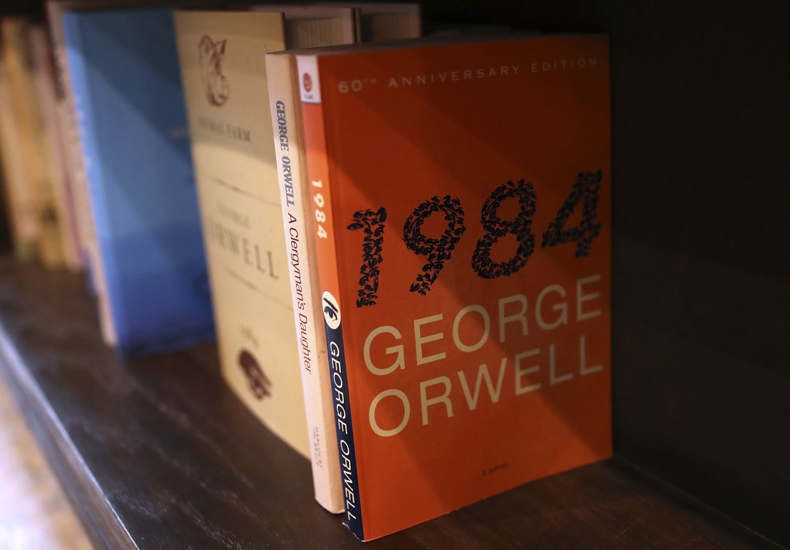 LOS ANGELES, CA - JANUARY 25:  A copy of George Orwell's novel '1984' sits on a shelf at The Last Bookstore on January 25, 2017 in Los Angeles, California. George Orwell's 68 year-old dystopian novel '1984' has surged to the top of Amazon.com's best seller list and its publisher Penguin has put in an order for 75,000 reprints. (Photo by Justin Sullivan/Getty Images)