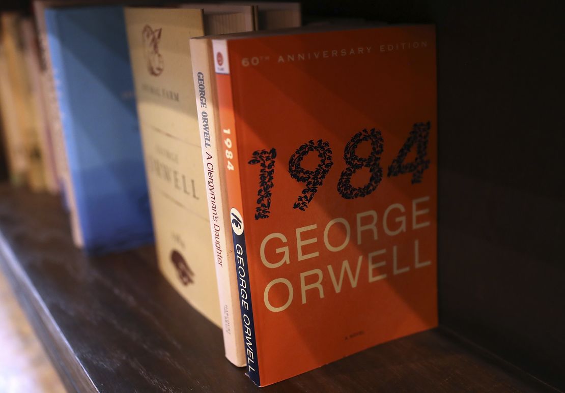 LOS ANGELES, CA - JANUARY 25: A copy of George Orwell's novel '1984' sits on a shelf at The Last Bookstore on January 25, 2017 in Los Angeles, California. George Orwell's 68 year-old dystopian novel '1984' has surged to the top of Amazon.com's best seller list and its publisher Penguin has put in an order for 75,000 reprints. (Photo by Justin Sullivan/Getty Images)