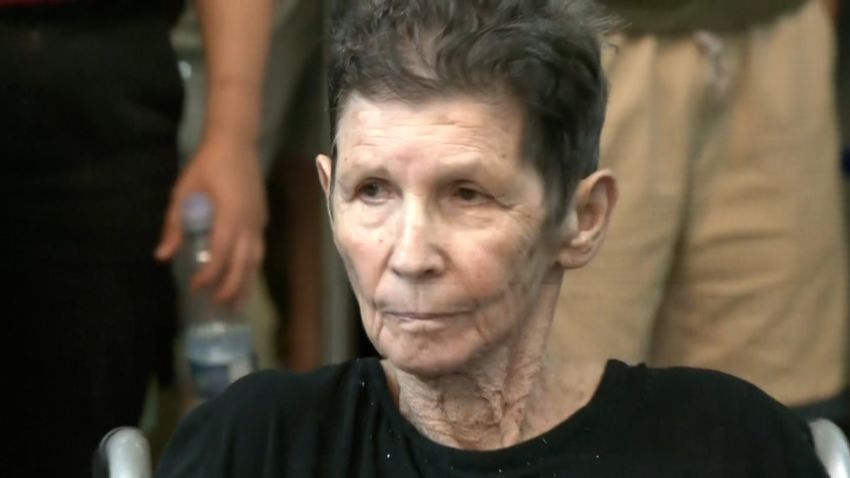Yocheved Lifshitz, an 85-year-old grandmother, who was held captive in Gaza for more than two weeks, speaks during a news conference in Tel Aviv on Tuesday, October 24.