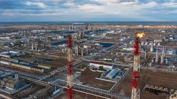 A general view shows the oil refinery of the Lukoil company in Volgograd, Russia, on April 22, 2022.