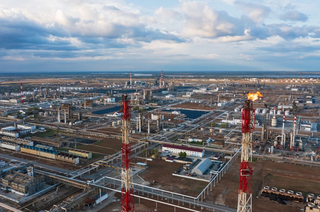 A general view shows the oil refinery of the Lukoil company in Volgograd, Russia, on April 22, 2022.