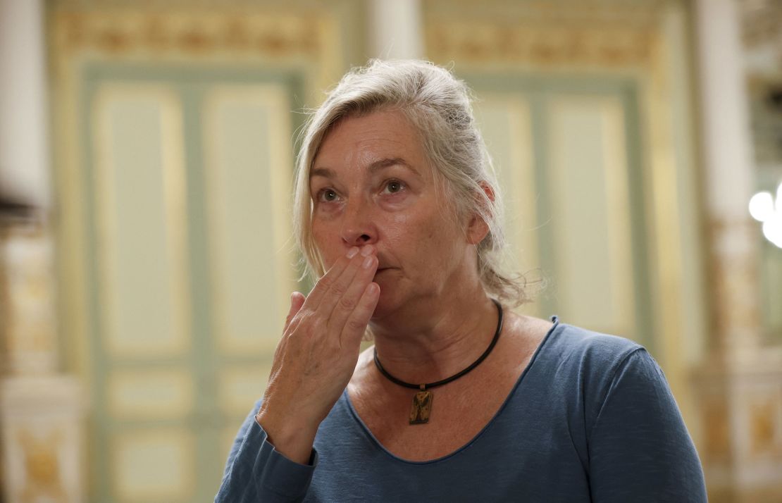 Intimacy Coordinator Ita O'Brien gestures during an interview with Reuters before an opera rehearsal of "Antony and Cleopatra" at Gran Teatre del Liceu in Barcelona, Spain, October 18, 2023. REUTERS/ Albert Gea