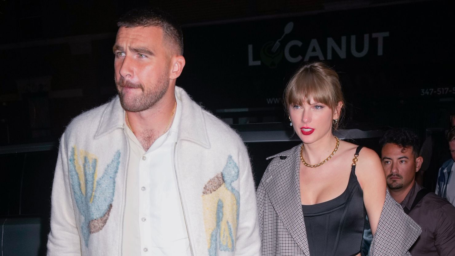 Travis Kelce and Taylor Swift on Oct. 15 in New York City.