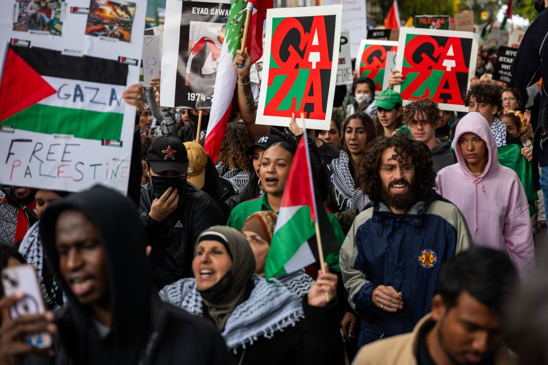 Supporters of Palestine hold a rally in the Bay Ridge neighborhood on October 21, 2023.