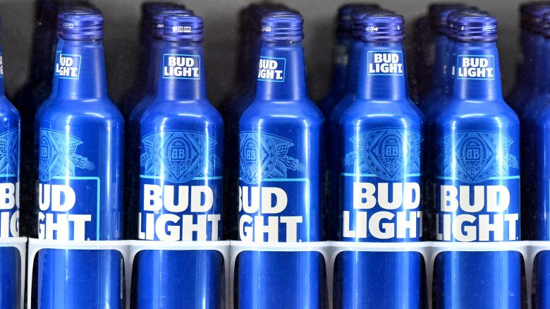A view of Bud Light bottles in a cooler at the game between the Baltimore Orioles and the Los Angeles Dodgers at Oriole Park at Camden Yards on July 18, 2023 in Baltimore, Maryland. 