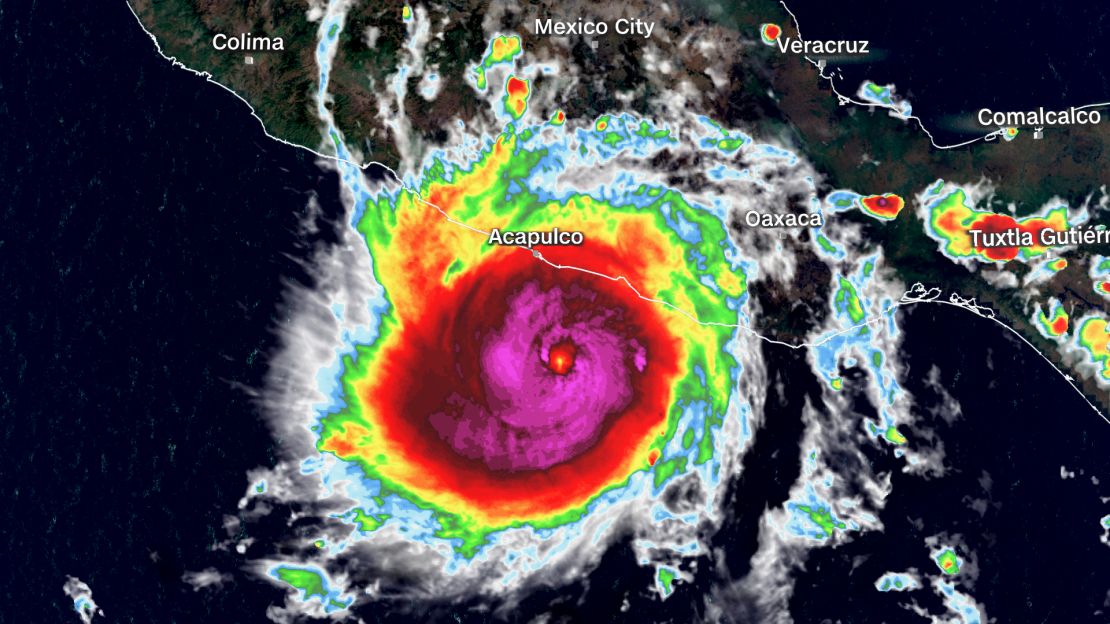 Otis nears Category 4 hurricane strength off the coast of Mexico just after 6 p.m. CDT Tuesday, October 24.