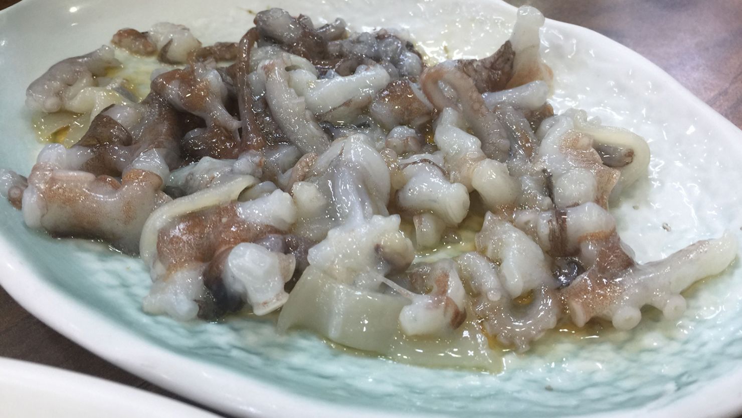 San-nakji, a traditional Korean dish of raw octopus.