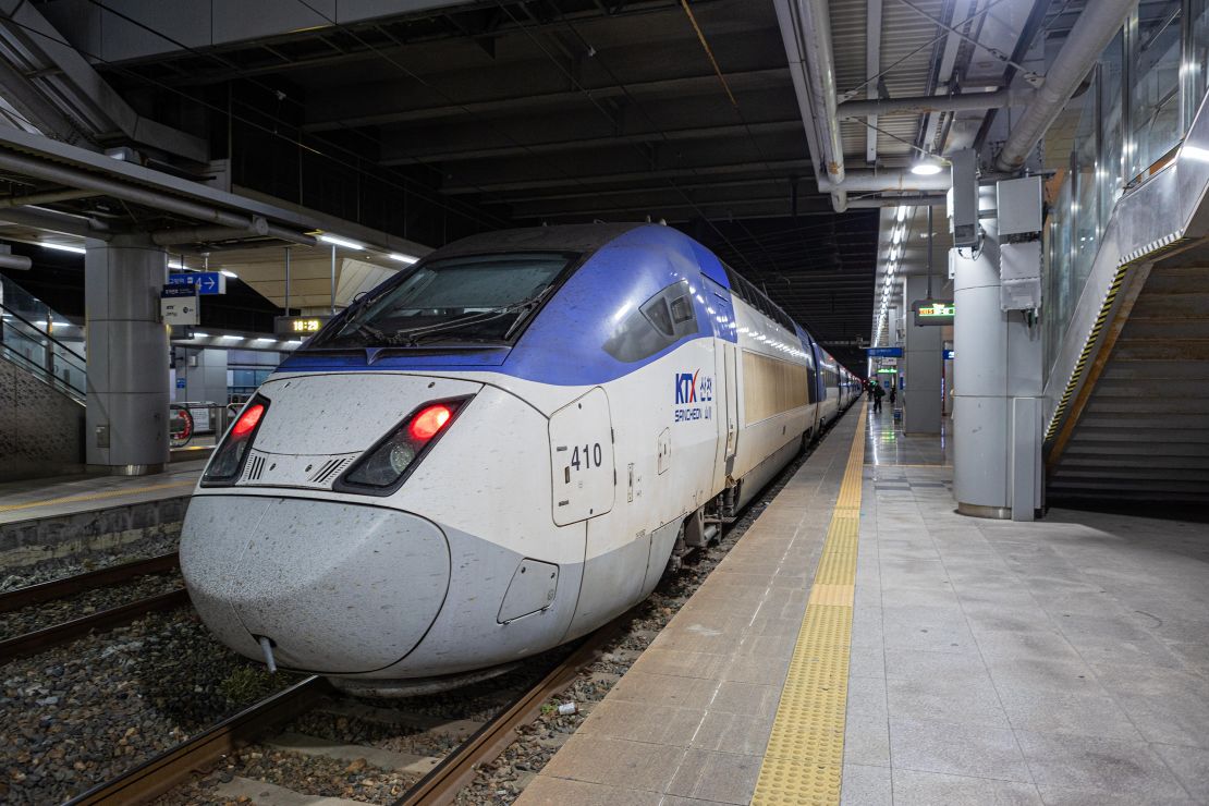 Mandatory Credit: Photo by Anne-Sophie Wittwer/imageBROKER/Shutterstock (14053944aq)
Highspeed train KTX, Busan Station, Gyeongsangnam-do Province