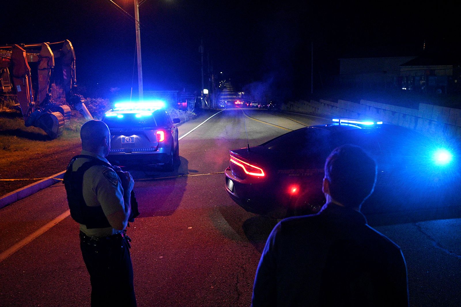 Police close Lincoln Street leading to Schemengees Bar and Grille in Lewiston.