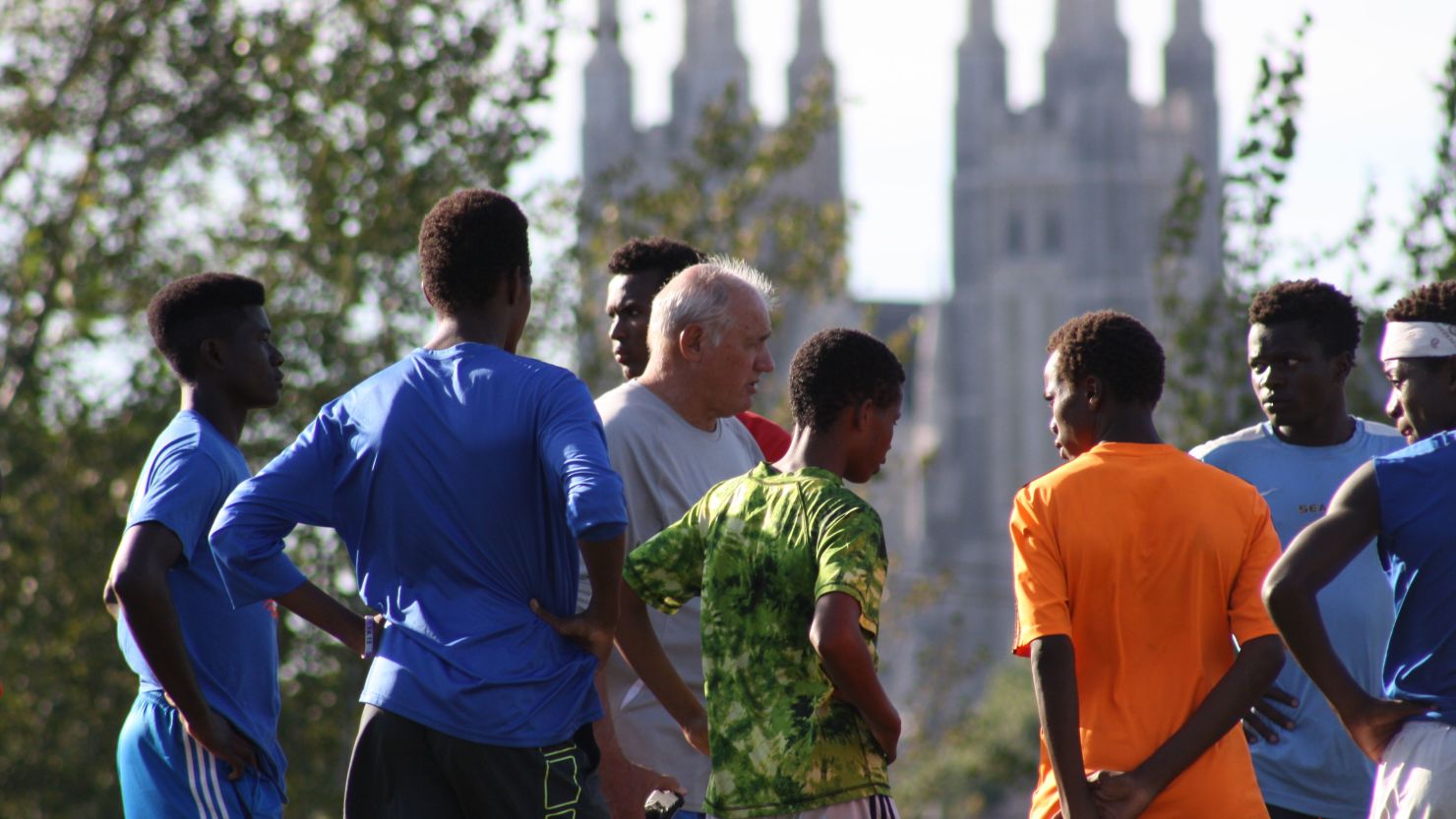 Lewiston soccer coach Mike McGraw at soccer practice in 2016