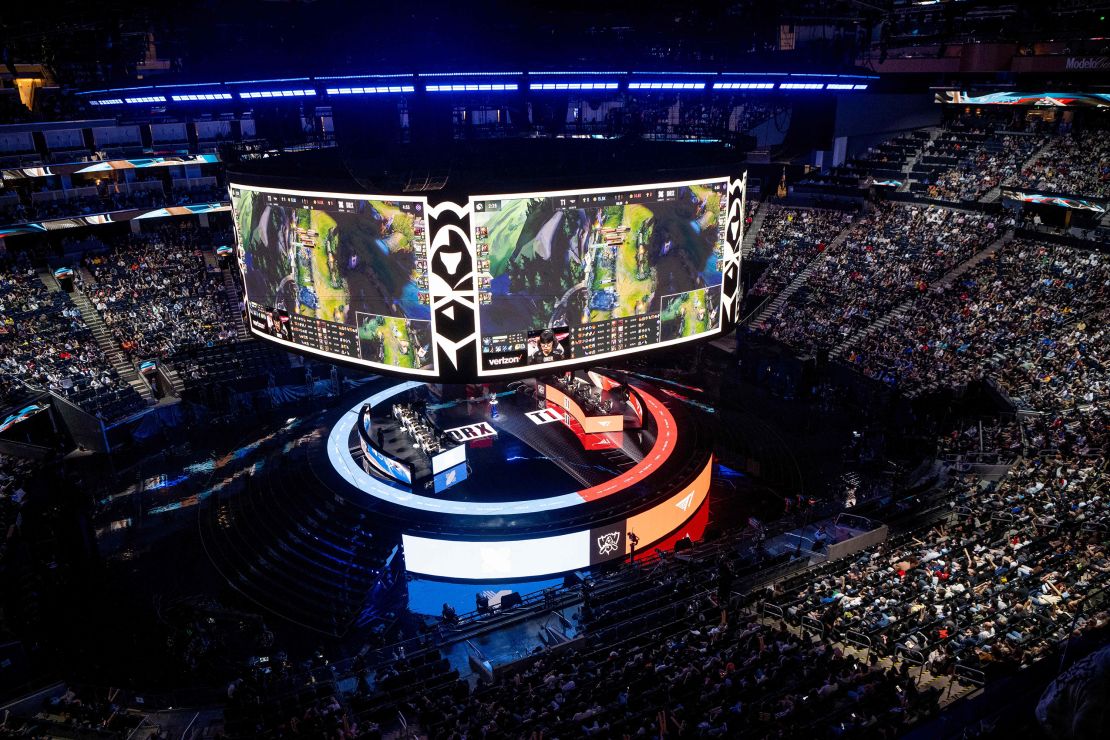 General view during the League of Legends World Championship Finals between T1 and DRX at Chase Center in San Francisco, California on November 5, 2022. (Photo by JOSH EDELSON / AFP) (Photo by JOSH EDELSON/AFP via Getty Images)