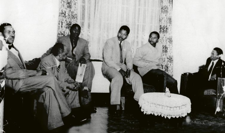 Mandela, third from right, with friends in Soweto in the 1950s. "My father always talked about the fact that the intention of the ANC (African National Congress political party) was always a peaceful transition, so that all South Africans could benefit equally," said Dr. Mandela. "However, when he and his colleagues saw that the response from the South African apartheid government was brutal force and murder, they then resorted to an armed struggle because they were at the end of their tether." <br /><br />"Even with all of these difficult choices and challenges, my father never lost sight of the fact that as a leader he carried a great responsibility in ensuring that Black South Africans got what they deserved, which was emancipation from a tyrannical government," she added.