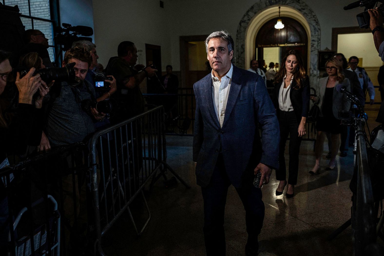 Michael Cohen, Donald Trump's one-time lawyer and fixer, leaves the courtroom after <a href="index.php?page=&url=https%3A%2F%2Fwww.cnn.com%2F2023%2F10%2F24%2Fpolitics%2Ftakeaways-michael-cohen-donald-trump%2Findex.html" target="_blank">testifying</a> against Trump on October 24. Cohen's testimony directly implicated the former president, saying he was directed by his former boss to inflate Trump's net worth on financial statements to hit an arbitrary number.