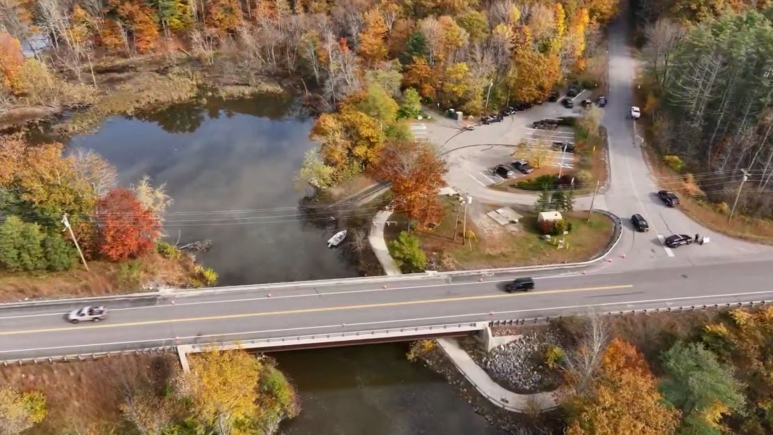 A boat launch is seen in Lisbon, Maine, on October 27, 2023.