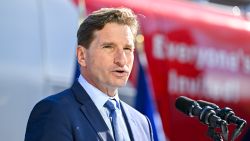 CONCORD, NEW HAMPSHIRE - OCTOBER 27: U.S. Rep. Dean Phillips (D-MN)(R) holds a rally outside of the N.H. Statehouse after handing over his declaration of candidacy form for President to the New Hampshire Secretary of State David Scanlan, on October 27, 2023 in Concord, New Hampshire. While touting the accomplishments of President Biden, Rep. Phillips believes that new democratic leadership is needed and has joined the 2024 presidential race. (Photo by Gaelen Morse/Getty Images)