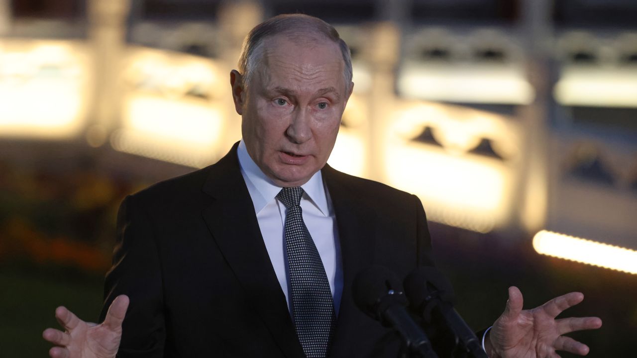 BEIJING, CHINA - OCTOBER 18: Russian President Vladimir Putin speaks during his press conference at the Third Belt and Road Forum on October 18, 2023, in Beijing, China. President of Russia Putin and other leaders gathered at the Belt and Road forum, hosted by Chinese Government. (Photo by Contributor/Getty Images)