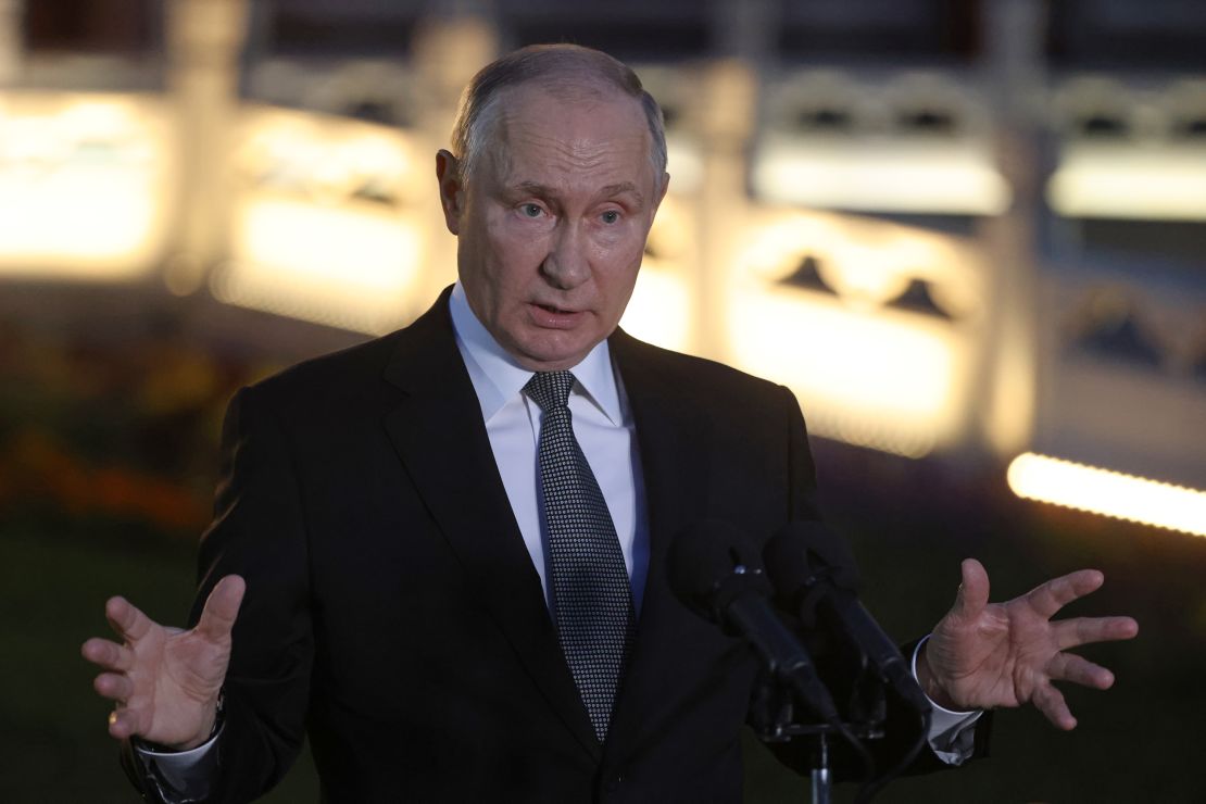 BEIJING, CHINA - OCTOBER 18: Russian President Vladimir Putin speaks during his press conference at the Third Belt and Road Forum on October 18, 2023, in Beijing, China. President of Russia Putin and other leaders gathered at the Belt and Road forum, hosted by Chinese Government. (Photo by Contributor/Getty Images)