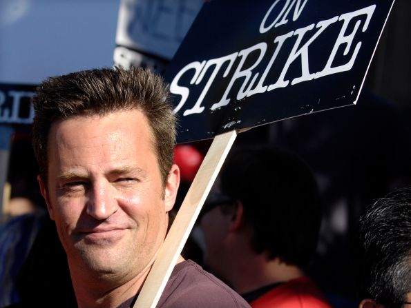 Perry participates in a Screen Actors Guild rally in solidarity with the striking Writers Guild of America in Los Angeles in 2007.