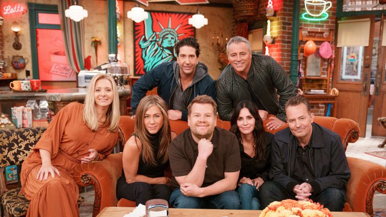 The cast of "Friends" appeared on "The Late Late Show with James Corden" in 2021.