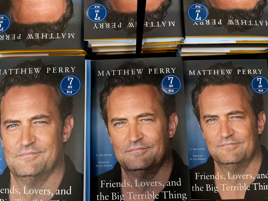 Friends, Lovers, and the Big Terrible Thing by Matthew Perry is seen at Barnes & Noble in Springfield, Va., Saturday, Nov. 5, 2022. (AP Photo/Julia Weeks)