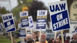 LANSING, MICHIGAN - SEPTEMBER 29: United Auto Workers members strike the General Motors Lansing Delta Assembly Plant on September 29, 2023 in Lansing, Michigan. Today the UAW expanded their strike against General Motors and Ford, claiming there has not been substantial progress toward a fair contract agreement. Photo by Bill Pugliano/Getty Images)