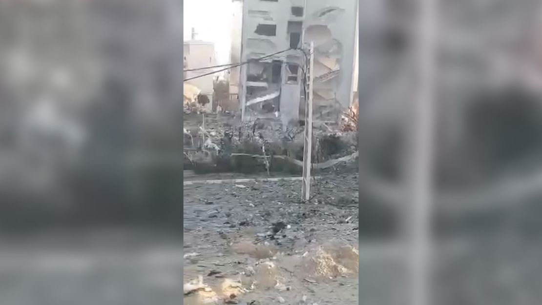 A screengrab taken from video shows the family compound after the airstrike.